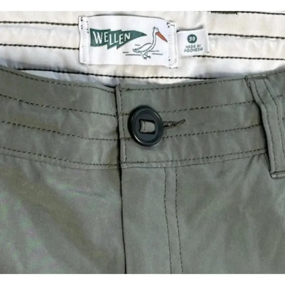 Wellen Shorts Hybrid Chino Men 30 Stretch Drawstring Zip Performance Olive Green - Picture 3 of 7